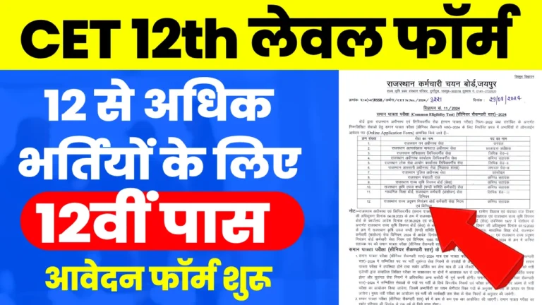 Rajasthan CET 12th Level Notification